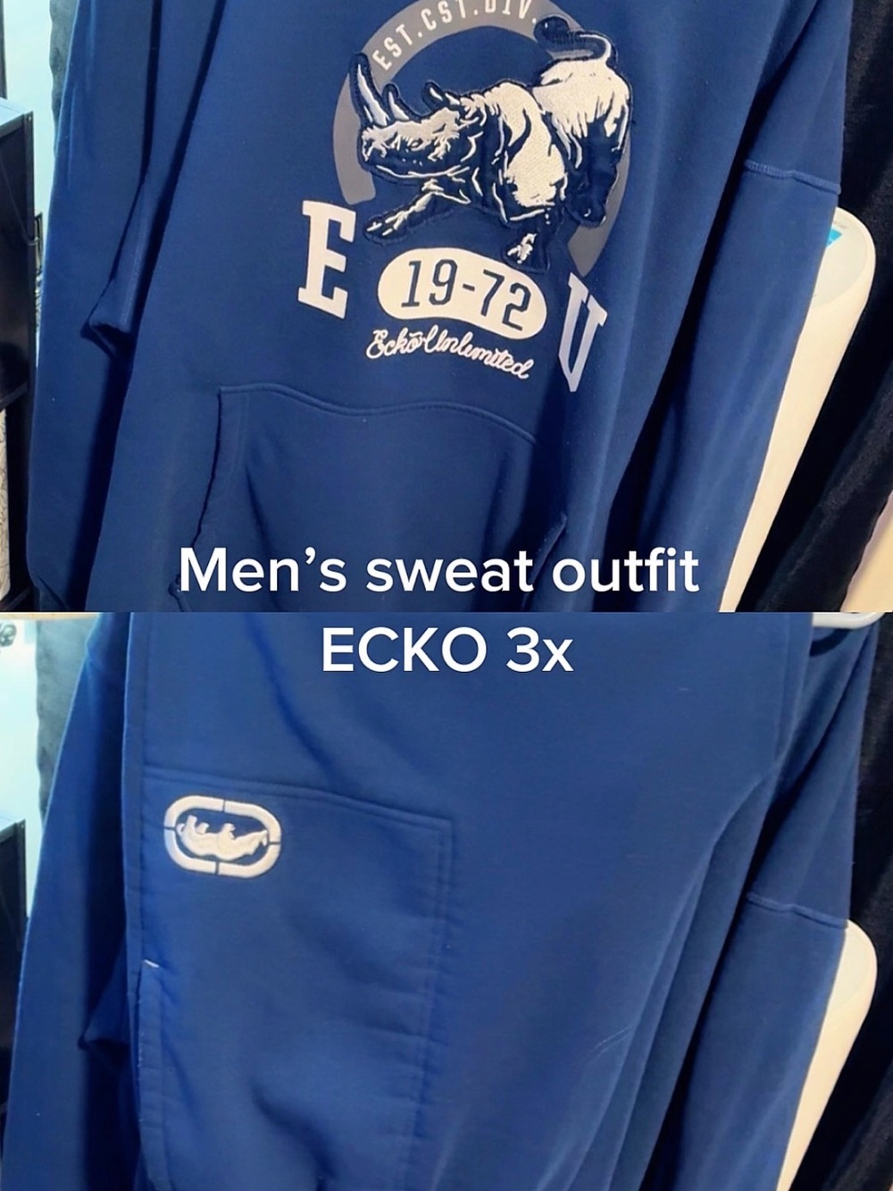 Ecko Unlimited Men’s Royal Blue Rhinoceros Graphic Hoodie